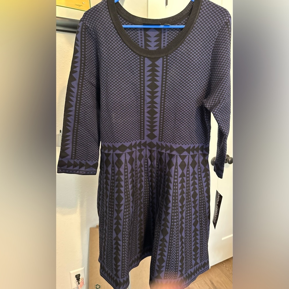 Purple and black knit dress